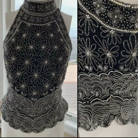Adrianna Papell Tops - Papell boutique SILK evening beaded top